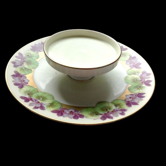 Bavaria Other - Bavaria Two Tiered Serving Plate Hand Painted Artist Signed Violets Grannycore